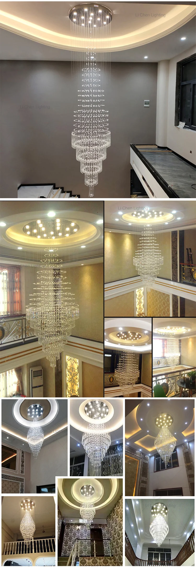 p0027 modern spiral crystal chandelier  long luxury led pendant light for high ceiling staircase-3