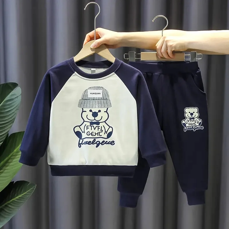 Newest Fashion Winter Autumn Kids Suit 2pcs Cotton Thickening Casual Boys Clothes Se