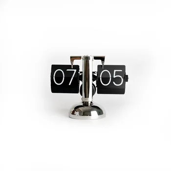 Small Scale Game Sports Timer Table Clock Retro Flip Over Clock Stainless Steel Flip Internal Gear Operated Quartz Clock watch