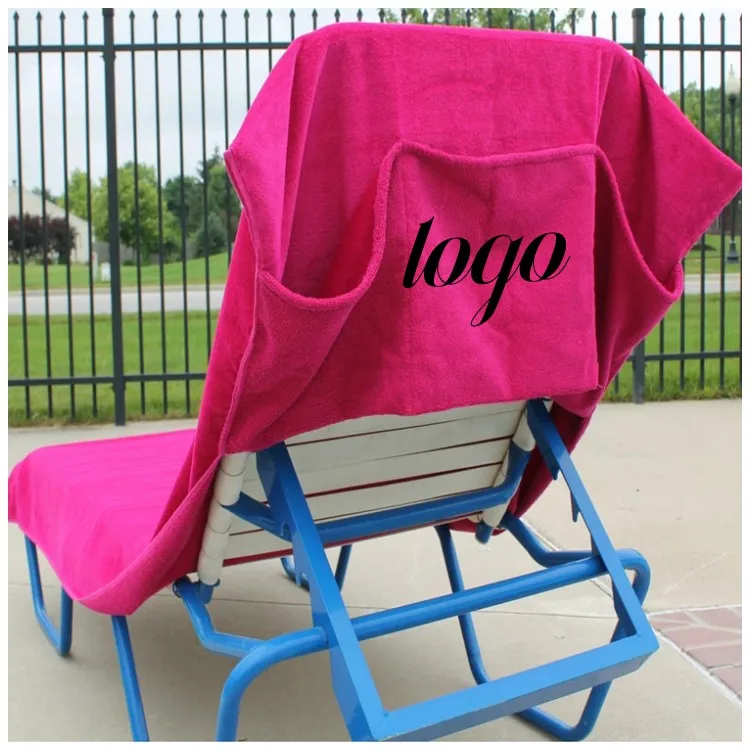 100% cotton terry chair towel with pocket for poor beach
