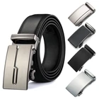 Automatic Buckle Factory OEM Wholesale Black Men's Ratchet Genuine Leather Belts