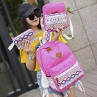 Schoolbag Backpack New Durable Ethnic Canvas Soft Student And Children Schoolbag Backpack 3-piece Set
