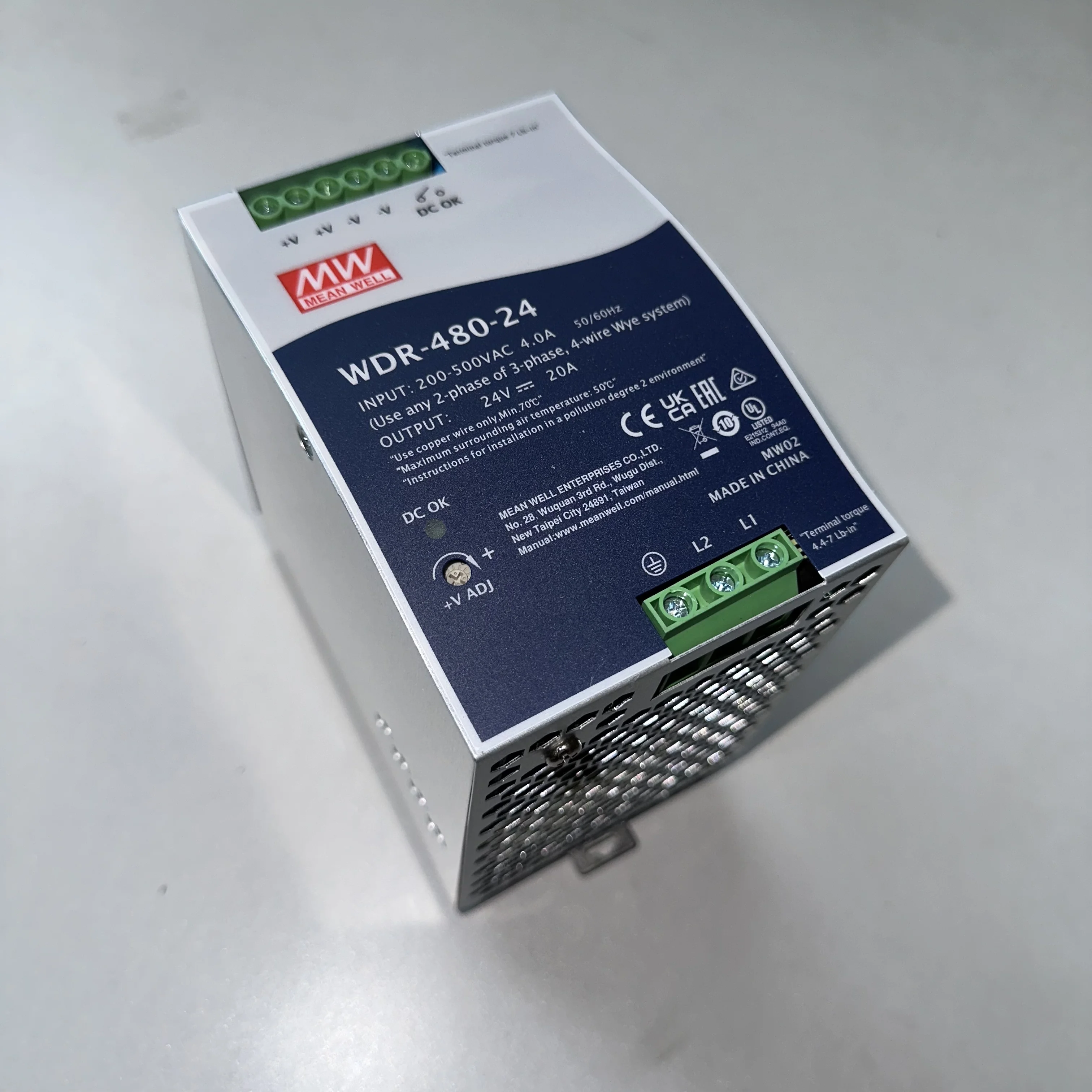 Meanwell WDR-480  series 480W  Ultra Wide Input Industrial DIN Rail Power Supply WDR-480-24