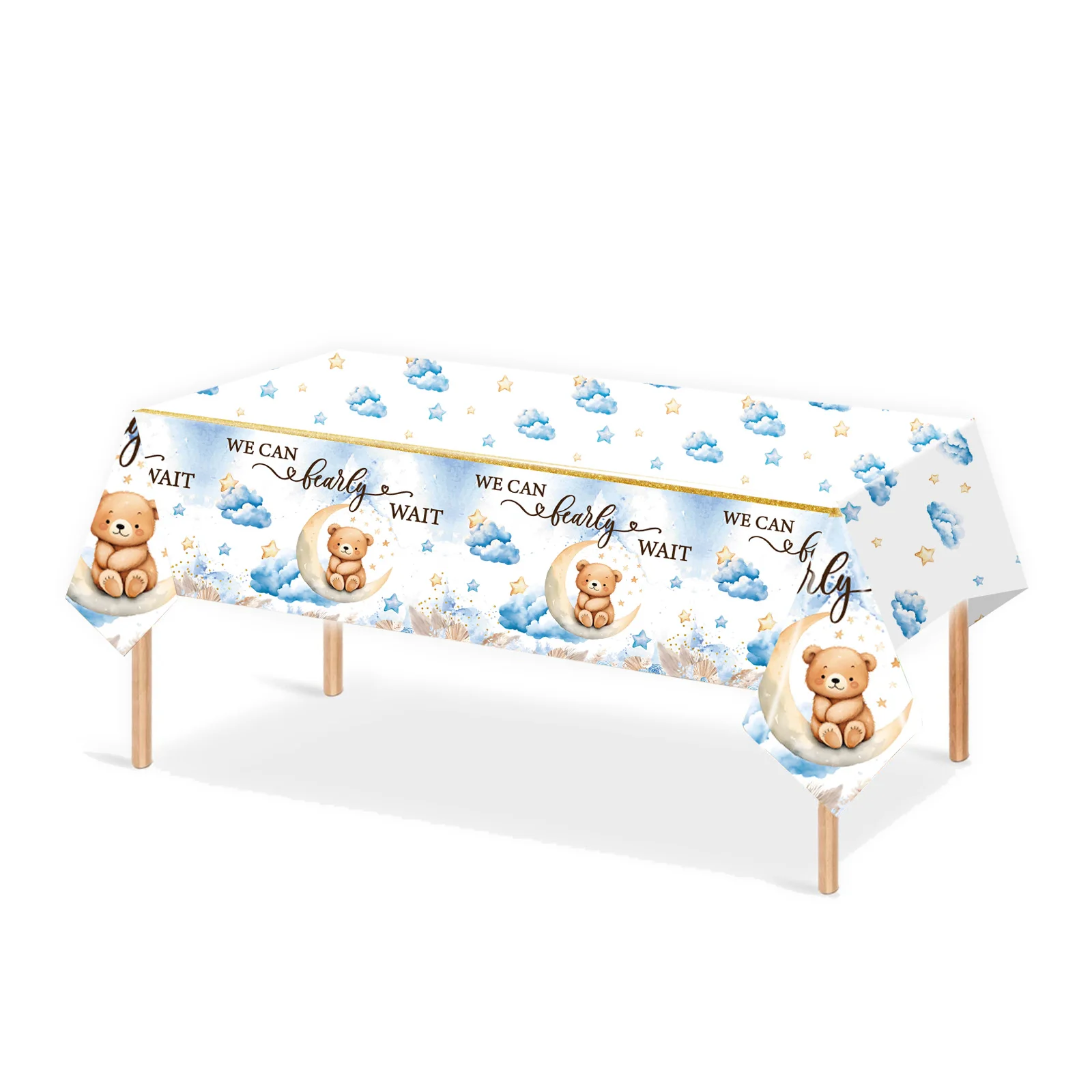 Large Size Party Tablecloths Disposable Table Cover Blue Bear Birthday Wedding Party Supplies Plastic Tablecloth