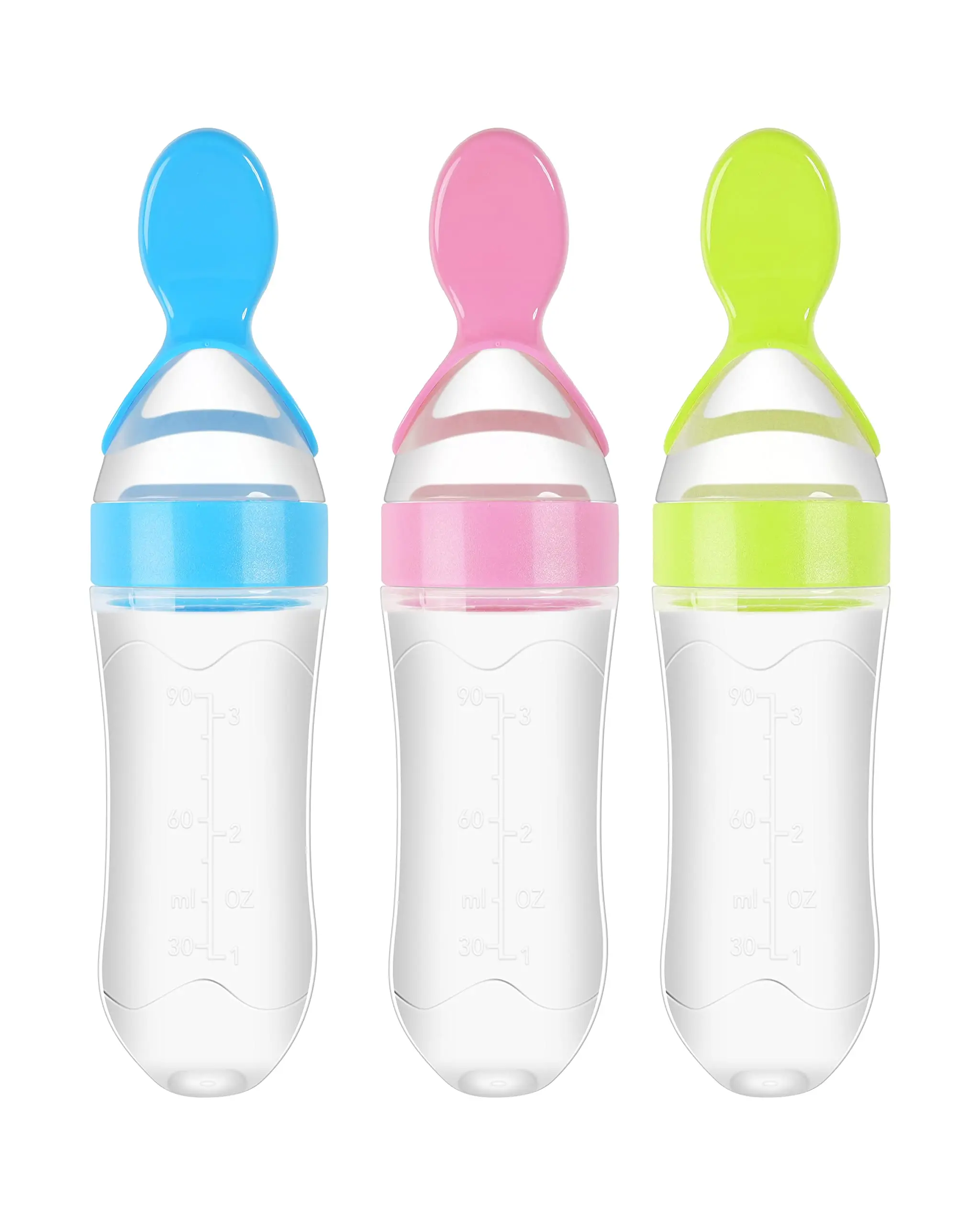 Silicone Squeeze Baby Feeding Bottle Food Rice Cereal Feeder with Spoon for 0-12 Months Water Bottles for Infant Care