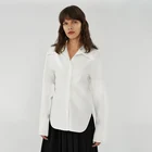 Ladies Shirt OEM Ladies Designs Office Slim Fit Shirt Custom Camisa Lapel Long Sleeve White Blouses