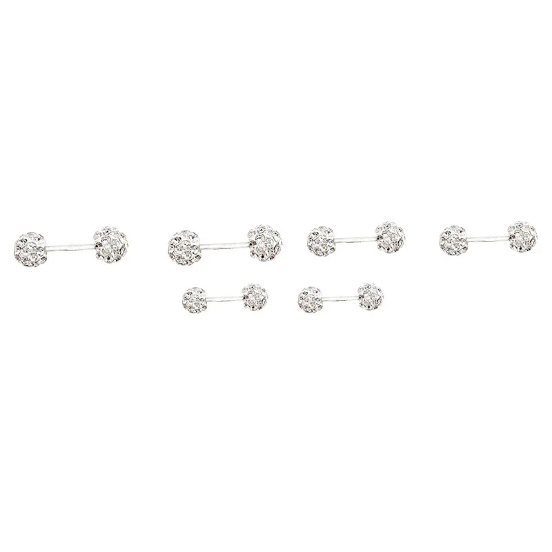 Korean version of the new fashion personality everything simple rhinestone double head round beads small earrings