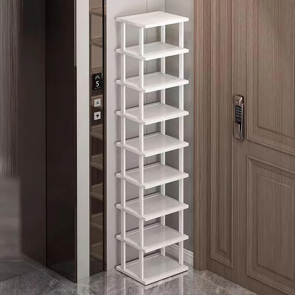 12-Tier Bamboo Shoe Rack Vertical Tall Narrow Organizer for Entryway Bedroom Living Room-Furniture supplier
