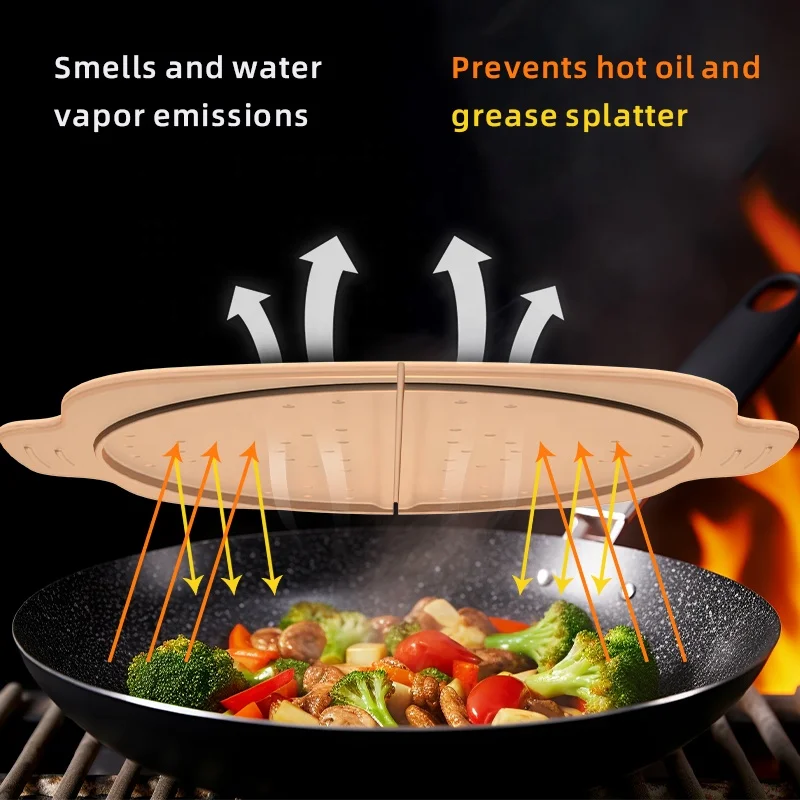 Collapsible Silicone Cooking Splatter Screen  Oil Grease Splatter Screen for Frying Pan Foldable Microwave Splatter Screen