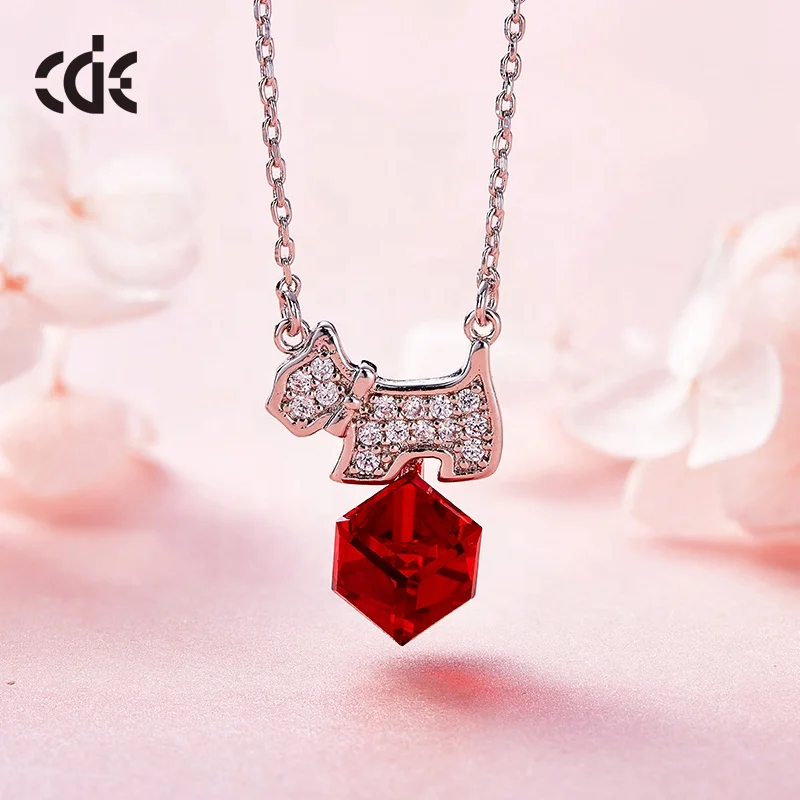 Dainty Red Animal Pendants Crystal Korean Cute Necklace For Girls