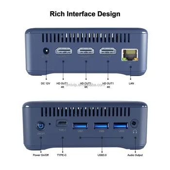 Factory Intel DM-N02-N95 DDR4 WiFi6 2.4G 5G Type-C LAN Ethernet 4K HD-MI Triple Display Business Office Mini PC Mini Computer