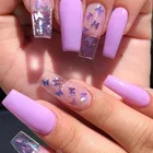Nail Nails On Press Nail Press On Sticker Stick On Romantic Design Press On Coffin Shape Nail Pink