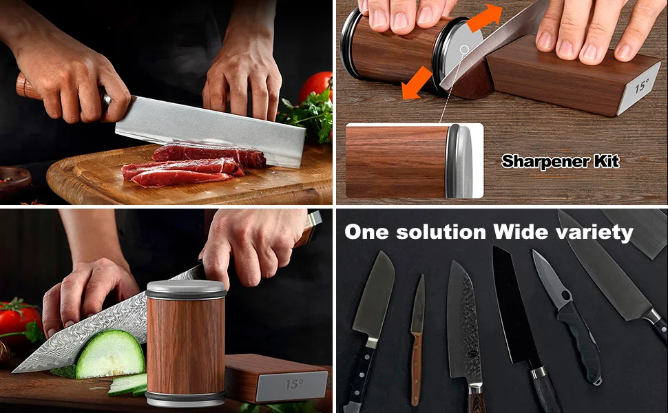 Hot Selling Kitchen Utensil Kit Knife Sharpener a Versatile Sharp Tool Kit Manual Tumbler Diamond Sharpener Roller for Knife