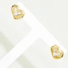 Heart Earring Earringsheart CASDIY Korean Temperament Cute Mickey Shaped Cubic Zirconia Gold Plated Heart Stud Earring