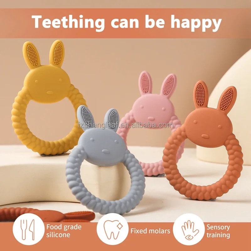product unisex newborn baby accessories food grade silicone teether pacifier ring bpa free rattles bracelet cartoon teething toys-6