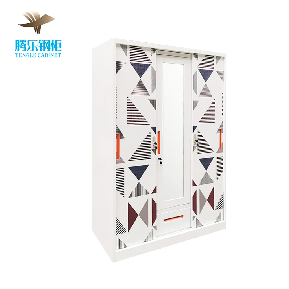 Bedroom Furniture Small Wardrobe Designs Steel Closet Almirah/Metal Iron Wardrobe Attractive Metal Iron Furniture