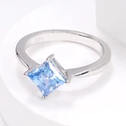 Gemstone Wholesale Customize Women Gift Jewelry 925 Sterling Silver Blue Gemstone Cubic Zirconia Lover Wedding Rings