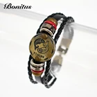 Leather Bracelet Wholesale Vintage Pisces Zodiac Leather Bracelet Gift Buckle Leather Bracelet For Men And Ladies