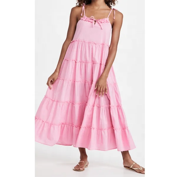 Candy Pink Girls Tiered Silhouette Ruffle Hem Maxi Dress Women Poolside  Style Holiday Cover-up Dress Boho Chic Summery Sundress - Buy Ball Gown  Party Dresses For Fat Girls,Hottest Evening Gown,Modern
