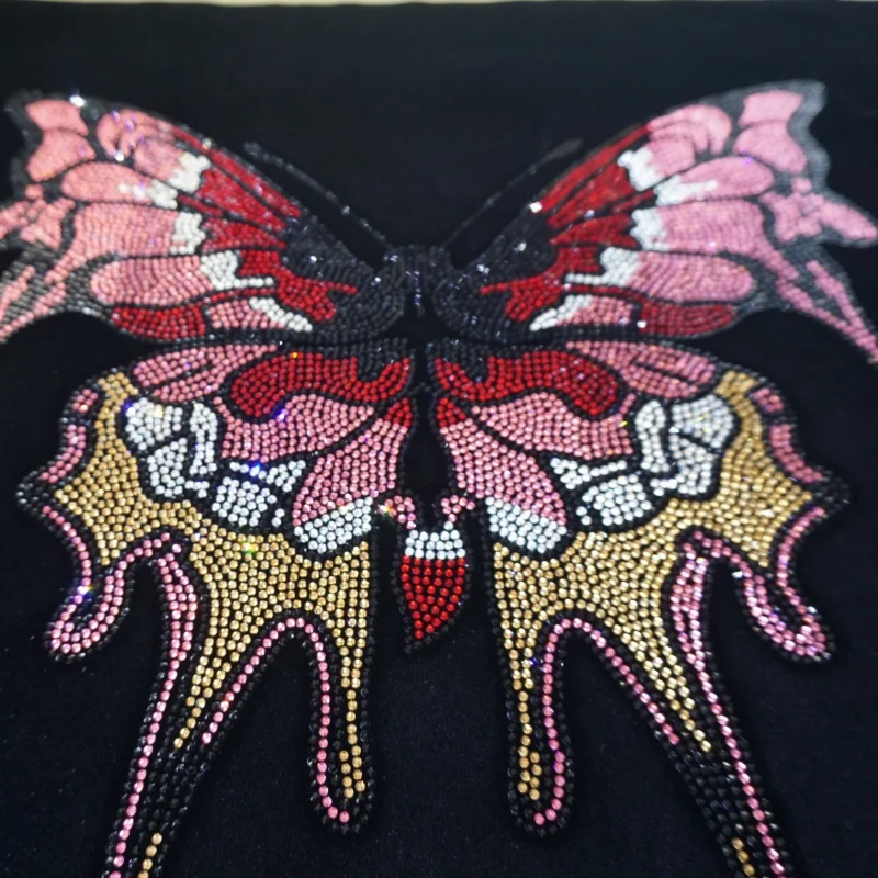 Free sample Tiger rhinestone iron on heat transfer logo custom for clothes