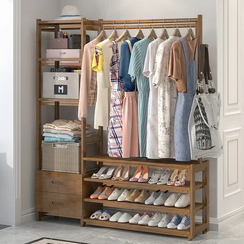 Simple coat and hat Rack shoe rack integrated family living room Multifunctional coat Hanger floor shelf hall hanger