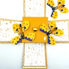 Gift Shape Explosion Cake Gift Packaging Hexagon Shape Cube Explosion Stackable Surprise Flower Gift Box With Lid Gold
