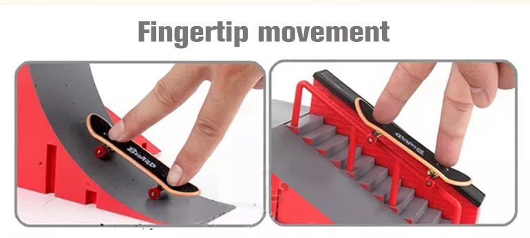 Skate Park Training Games Mini Fingerboard, Super Power Plastic Mini Children Finger Skateboard Ramp