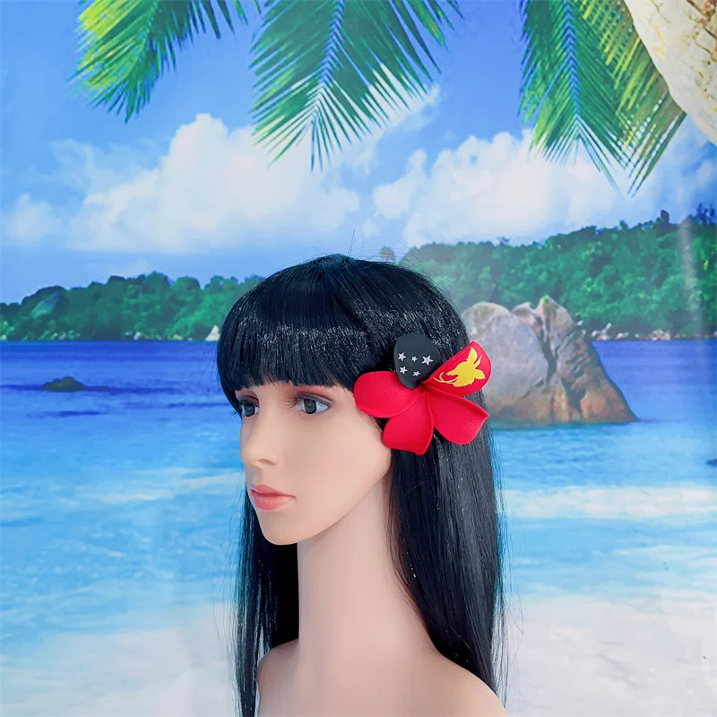 Wholesale Papua New Guinea Flag Foam Flower Hair Stick Custom Made Hair Pick Tropical Headwear Hair Accessories Headflower