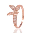 Bangle 18k Plated Luxury Brass Hollow Bangle Women's Gift 3D Butterfly Zircon Bangle