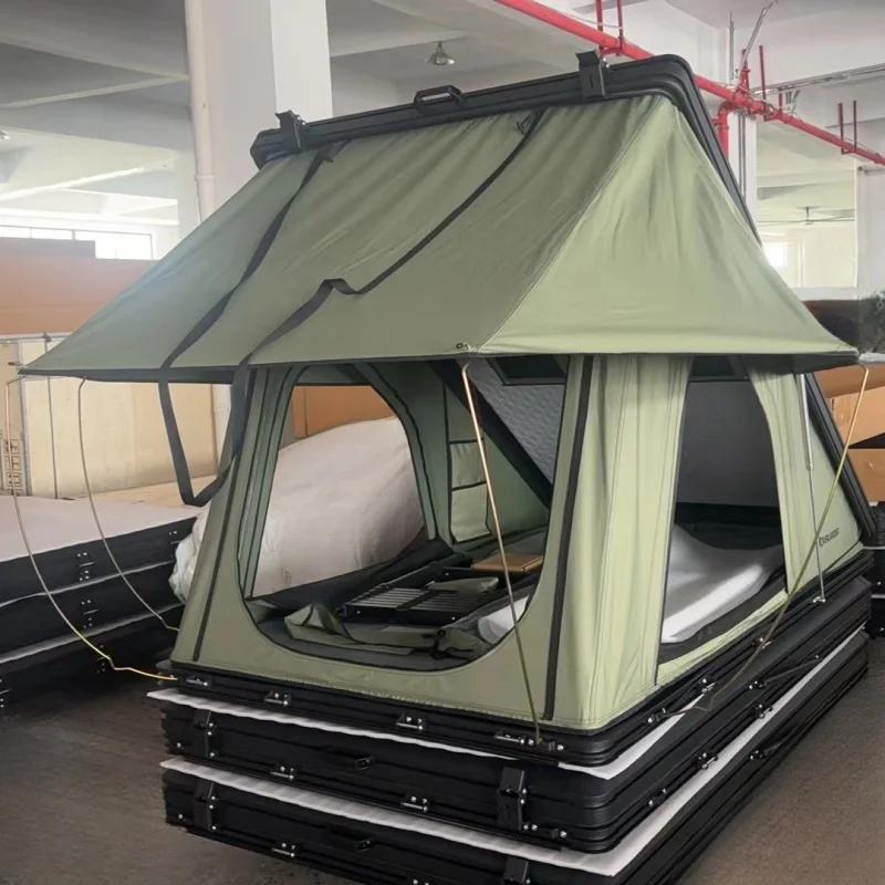 2.1M 320g Polyester Cotton 210*132cm Aluminum Hard Shell Roof Top Tent for Offroad Camping