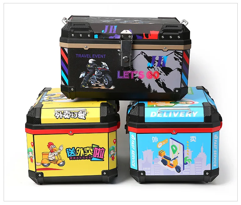 Motorcycle tail box, motorcycle top case trunk tail box can store helmet/bronze/68L