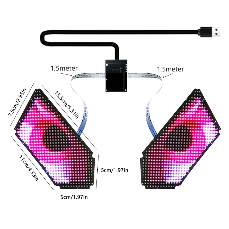 Animated Vehicle Turn Headlight Led Eye Custom Remote Control Led Eye LED Accessory Riding Cycling Bag