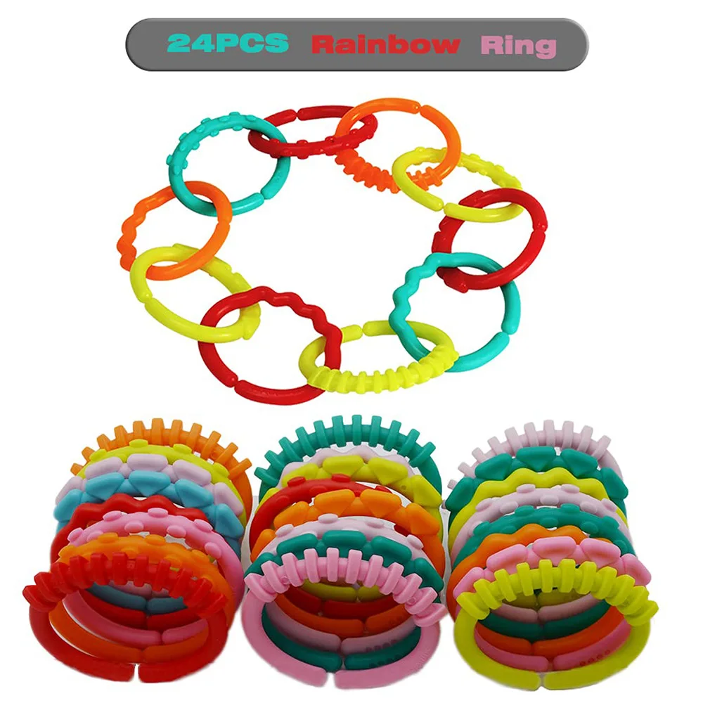 Baby Rings Link Toy Connecting Rings Toys For Early Learning Car Seat and Stroller Travel Accessory Set Baby Rings Link Toy