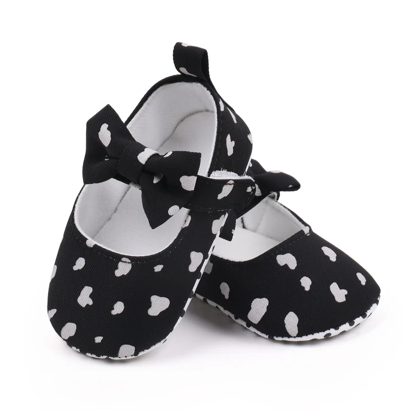 New Cotton Bow Princess Single Shoes for Baby Girls Solid Color Leopard Print Decorative Toddler Shoes details