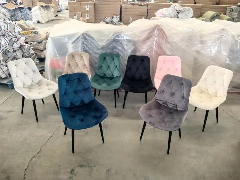 Wholesale Cheap Dining Room Chairs Living Room Chairs Upholstered Side Chairs with Soft Velvet Seat Backrest