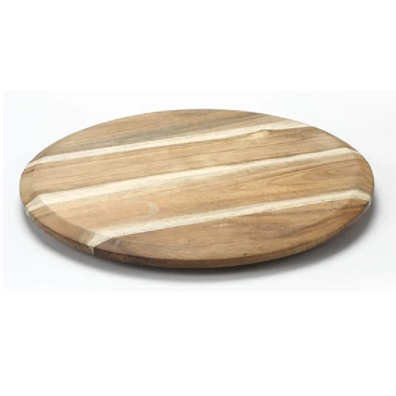 Wholesale Nordic Hot Sale Cheap Solid Wood Food Fruit Serving Plate Rotate Round Acacia Wooden Plate