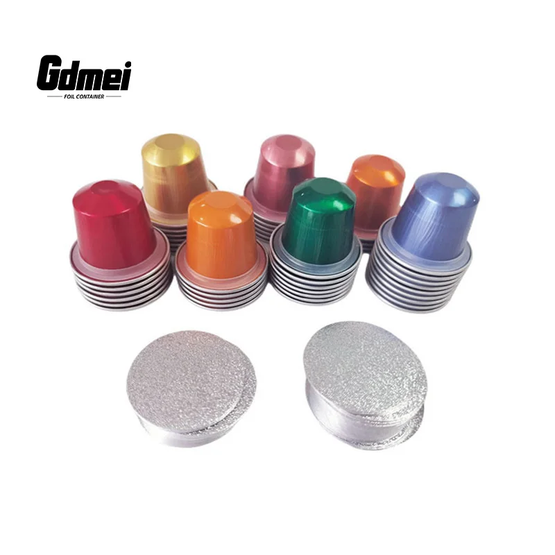 GDMEI Customized Disposable New Capsule Empty Coffee Pods Aluminum Foil Nespresso Coffee Capsules with Lid