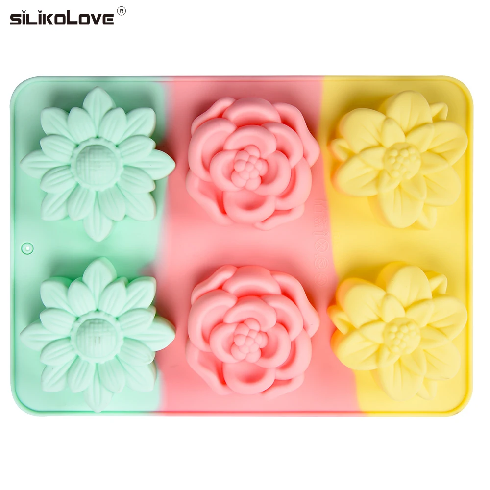 Creative design flower shapes silicone soap mold silicone cake mold for baking aromatherapy mold