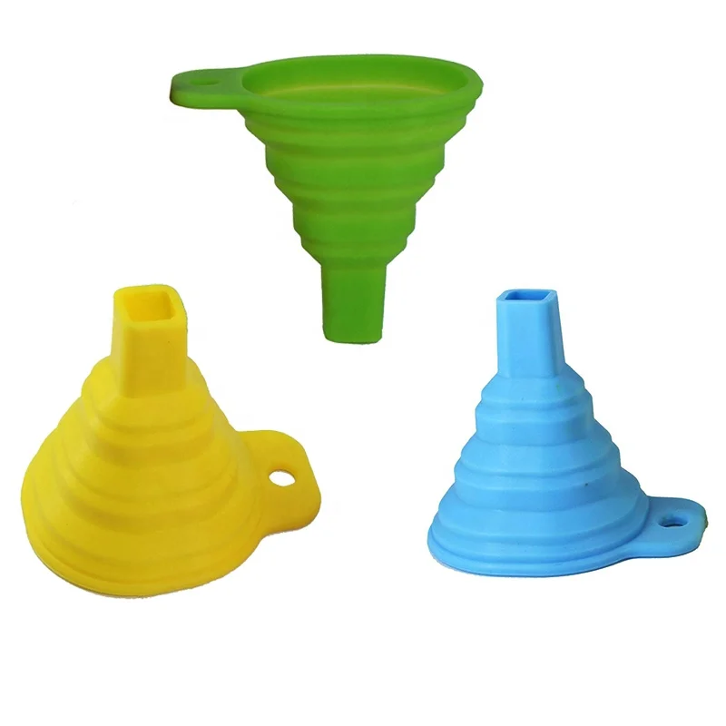 Food Grade Silicone Collapsible Funnel Silicone Foldable Kitchen Funnel for Liquid/Powder Transfer