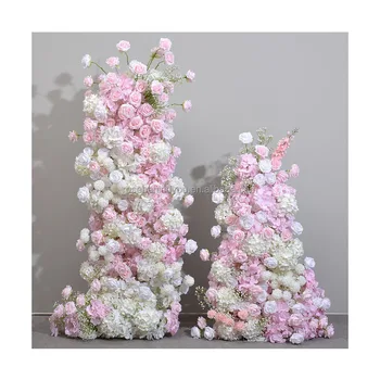 2Pcs Wedding Arch Artificial Flower Backdrop Wedding Decoration Artificial Flowers Rose Wedding Arch