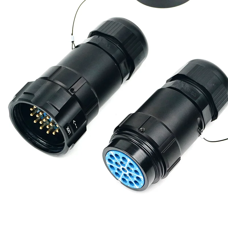 19-Core Male Female Aviation Plug Gold-Plated Copper Needle Stage Light Signal Waterproof Plug with Distribution Box