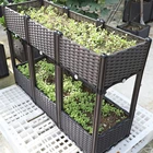 Self Watering Plastic Rectangular Raised Bed Elevated Plastic Outdoor Garden Vegetable Flower Herb Planter Box
