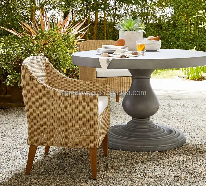 Outdoor resin wicker dining table set furniture all-weather wicker dining armchair