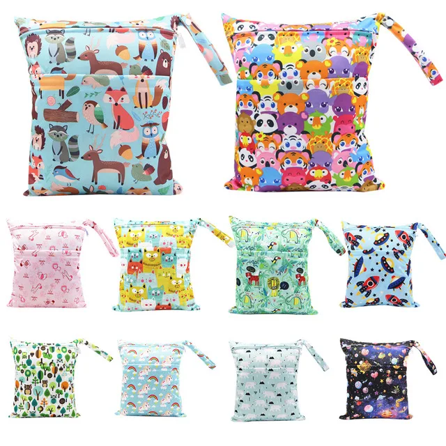 Top Seller Waterproof Reusable with Two Pockets Travel Baby Items Wet Clothes Baby Cloth Diaper Wet Dry Nappy Bag