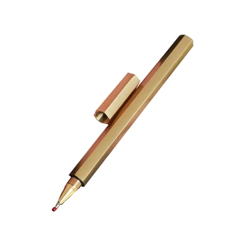 Gift Signature New Design Roller Handmade Copper Brass Pen New Year Vip Client Gifts Champagne Color Square Top Heavy Brass pen