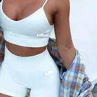 Wear Fitness Suit Women Women's Sexy Sling Reflective Embossed Sports And Fitness 2 Piece Suit Seamless Yoga Wear