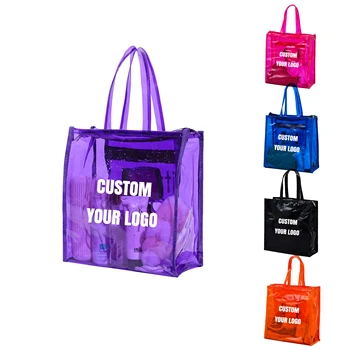 New Fashion Summer Women Hand Bag Beach Jelly Tote Transparent Custom Logo Beach Bag Clear Pvc Jelly Purses And Bags
