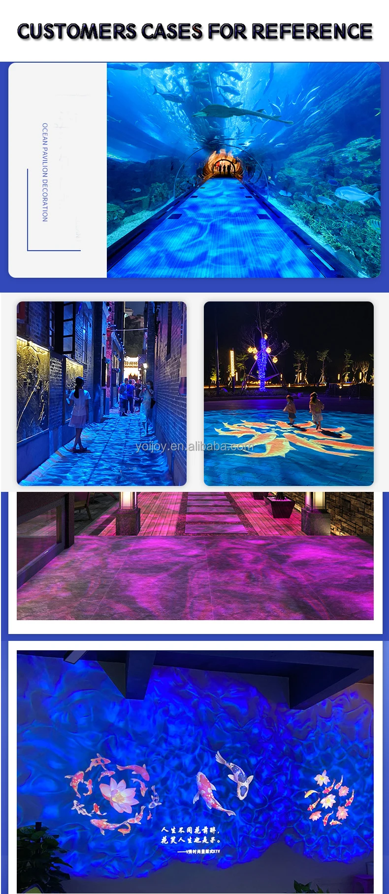 Yoijoys HD&Bright Commercial Advertising Light Water Wave Effect Logo Gobo Projection Lamp Outdoor LED Projector Light Remote