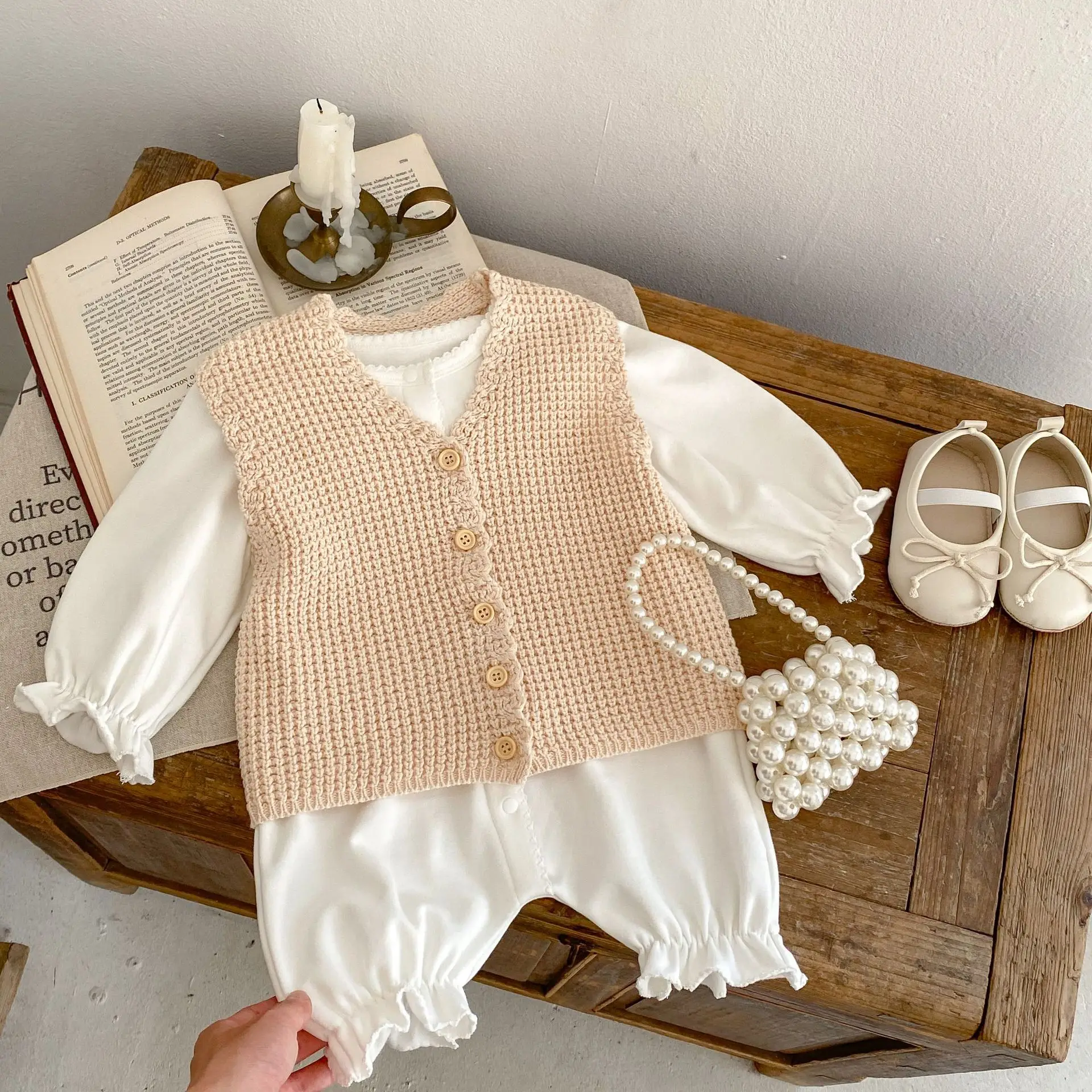 Engepapa Autumn Girls' Jumpsuit Long Sleeved Baby Clothes Cotton Round Neck Infant Bodysuit