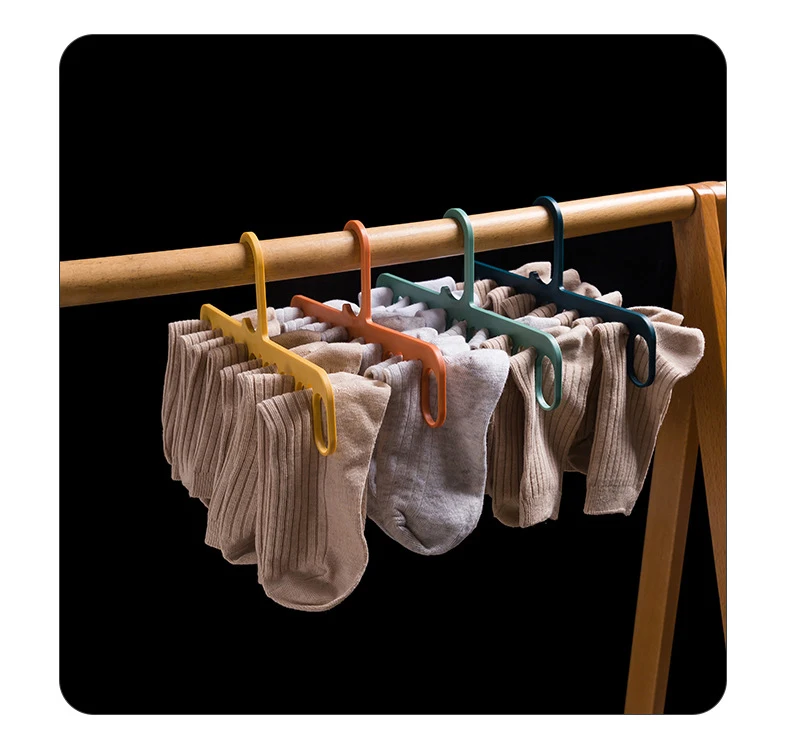 GG35 Multifunctional Adult Clothes Hanger Nine Hole Magic Storage Rack Household Stockings Holder Plastic Coat Racks